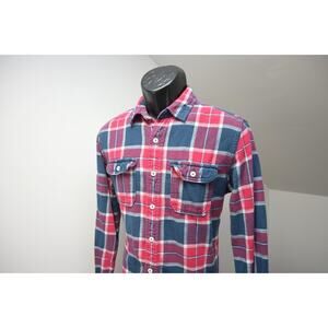 American Eagle Flannel Button Up Shirt Long Sleeve Rugged Plaid Mens Size Medium